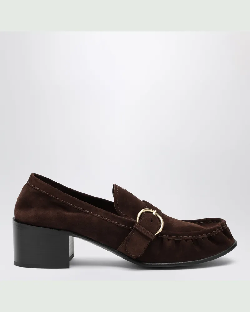 Miu Miu Dunkelbraune Wildledermokassins Brown