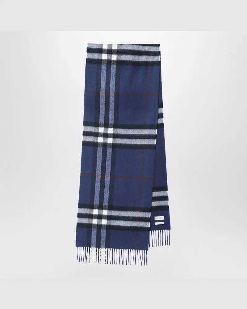 Burberry Blauer Kaschmirschal mit Check-Muster Blau
