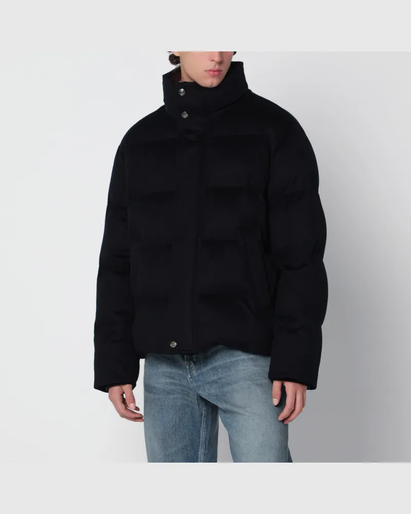 Loro Piana Marineblaue wattierte Giulio Jacke aus Kaschmir Blue