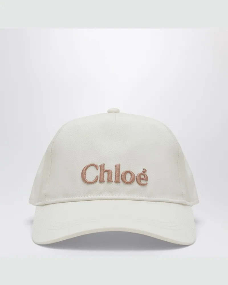 Chloé Weiße Baseballkappe mit Logo-Stickerei White