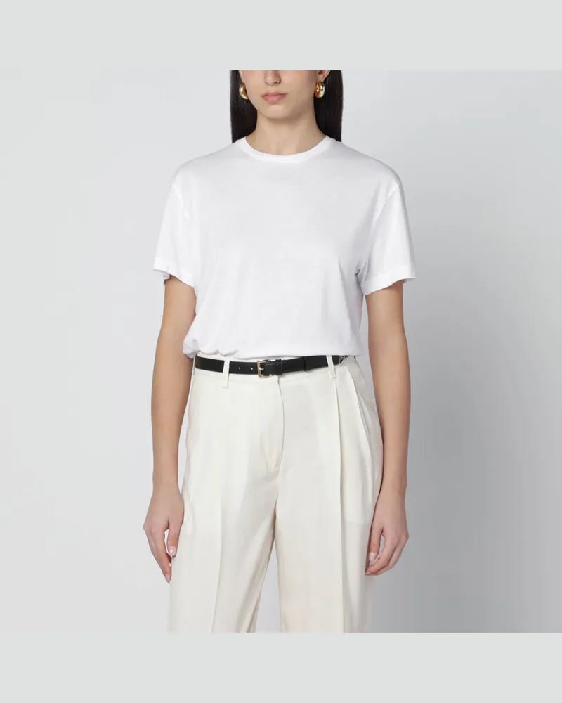 Totême Weißes T-Shirt aus Bio-Baumwollmischung Weiß