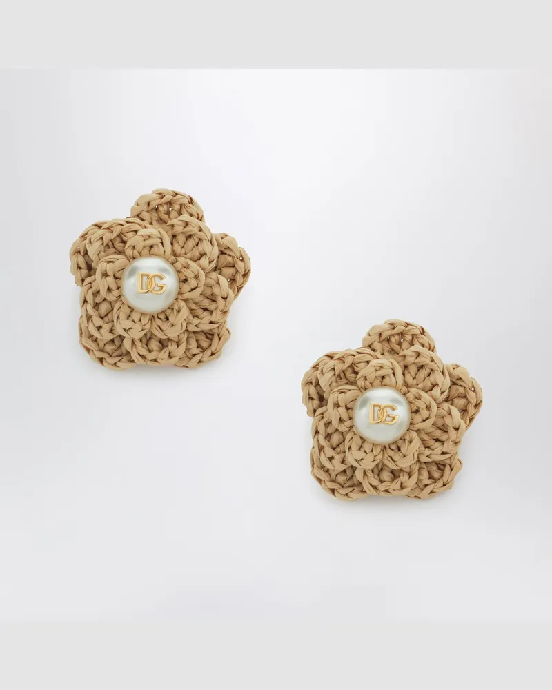 Dolce & Gabbana Clip-Ohrringe mit Blumen aus Messing in Gold Metal