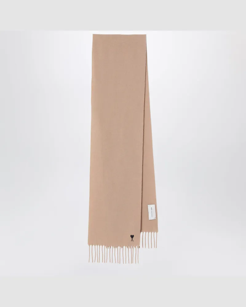 AMI Paris Beiger Ami de Coeur Schal aus Wolle Beige