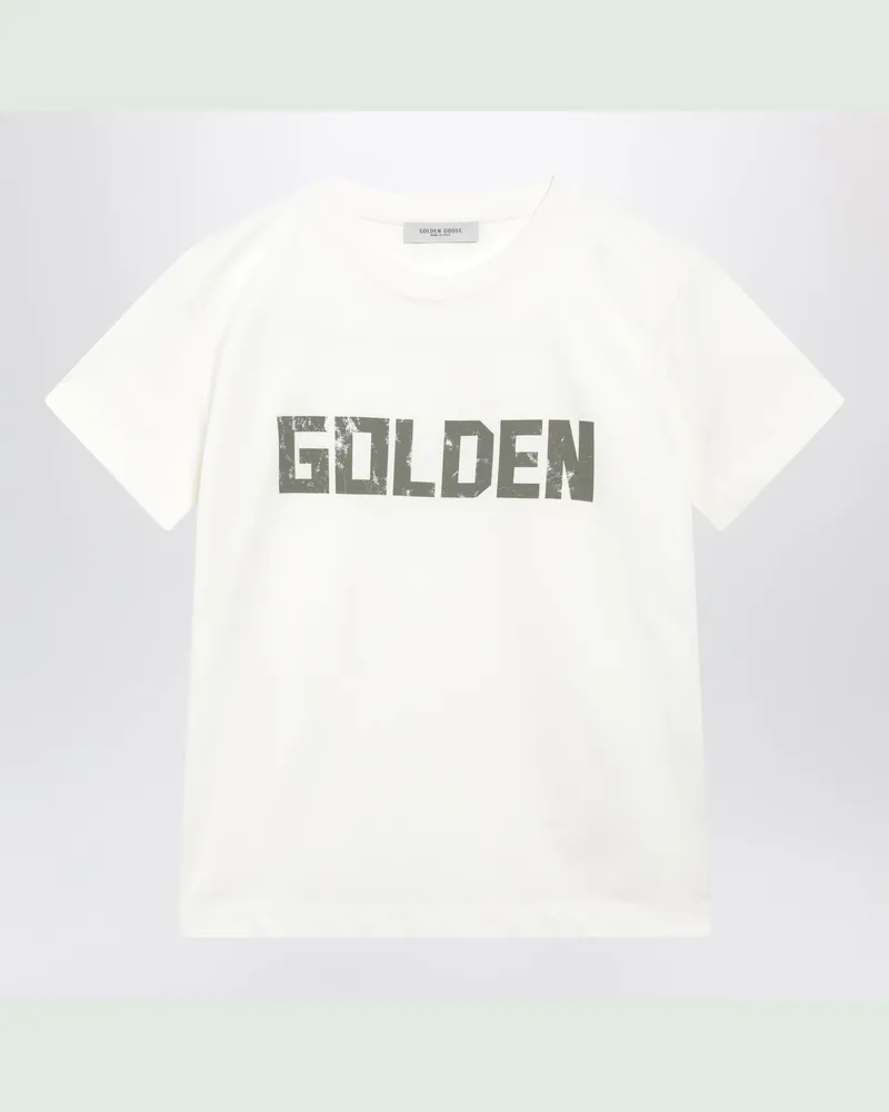 Golden Goose Weißes Baumwoll-T-Shirt mit Logoprint White