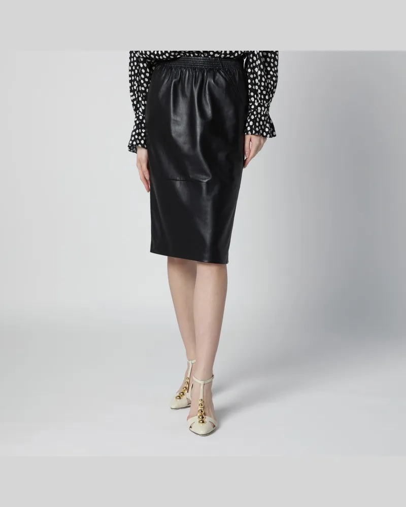 Chloé Schwarzer Bleistiftrock aus Plongé-Nappaleder Schwarz