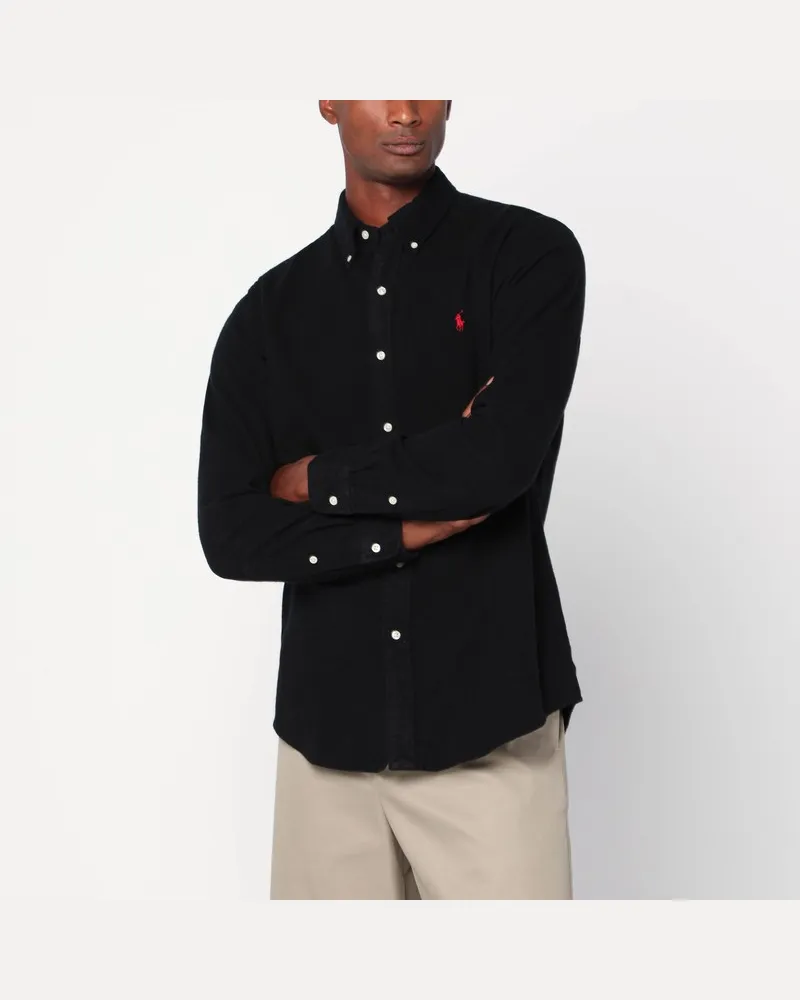 Ralph Lauren Schwarzes Hemd Custom-Fit Schwarz