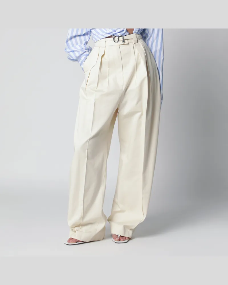 SPORTMAX Oversize-Hose aus vanillefarbener Baumwollgabardine Beige