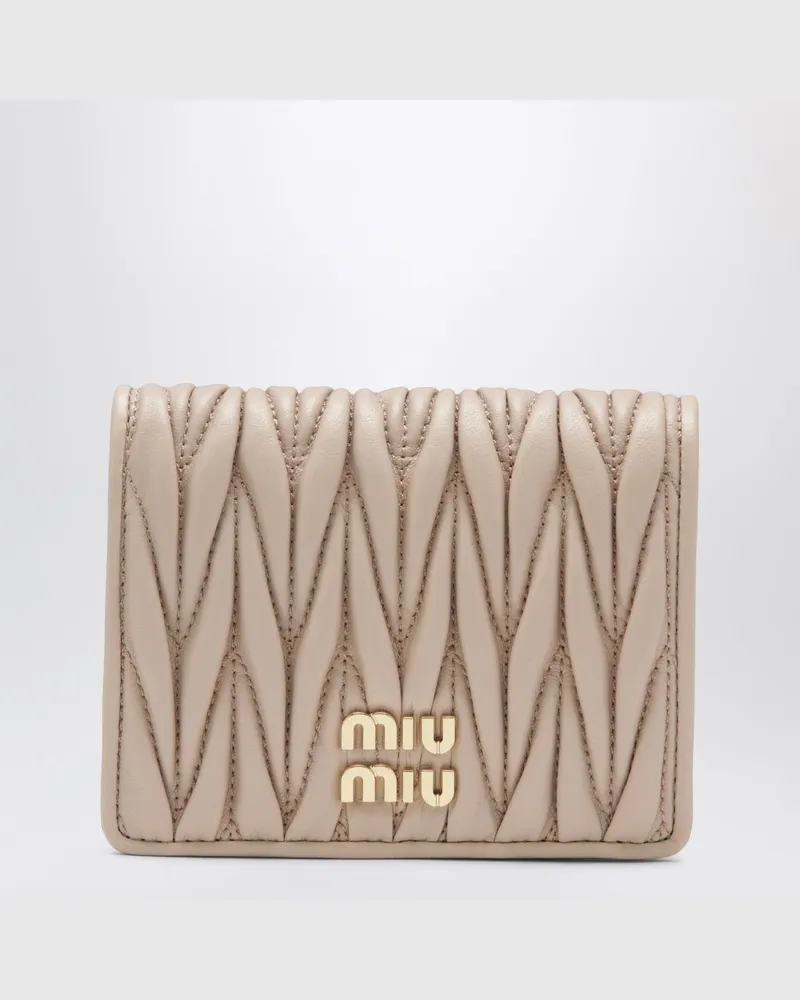 Miu Miu Powder pink matelassé nappa leather wallet Pink
