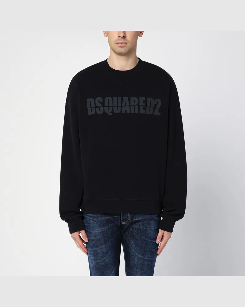 Dsquared2 Schwarzes Sweatshirt mit Rundhalsausschnitt aus Baumwolle mit Logo Schwarz