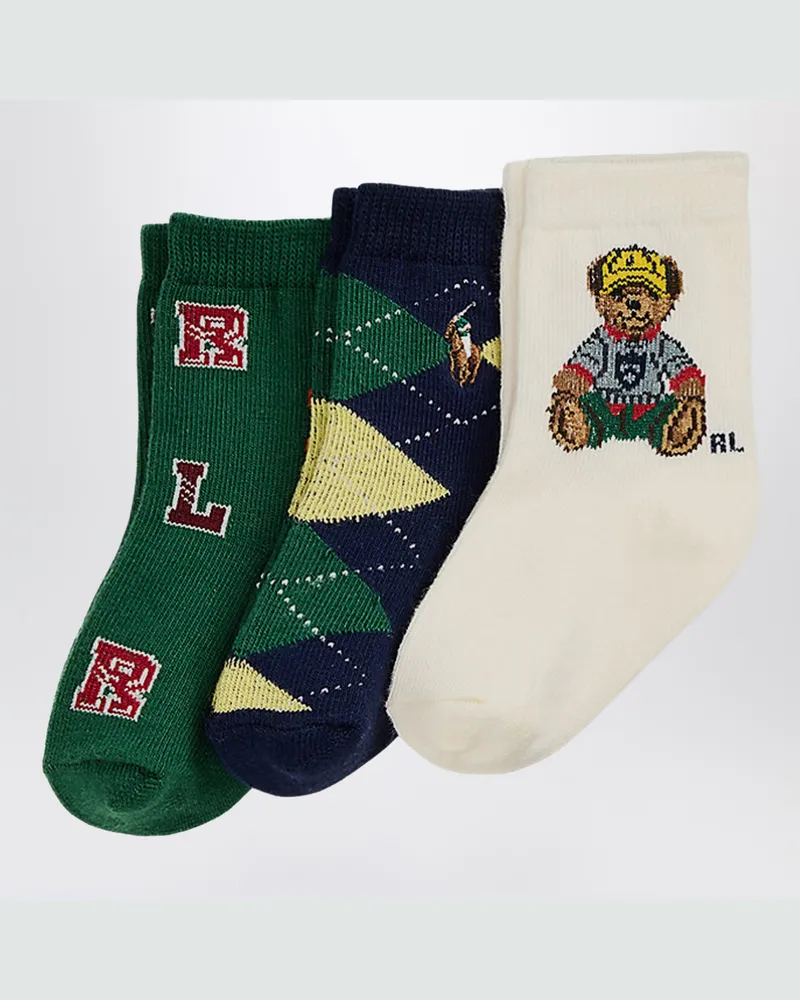 Ralph Lauren Dreierpack Polo Bear Socken Multicolor