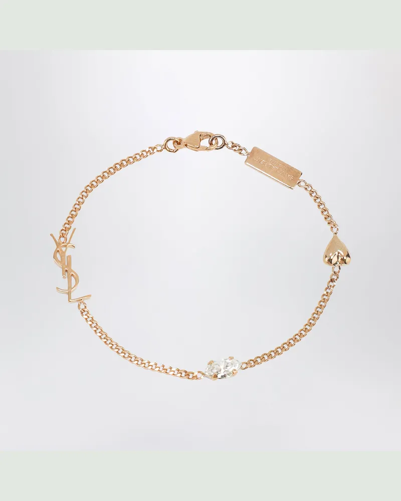 Saint Laurent Cassandre Herz-Charm-Armband mit Strass Metal
