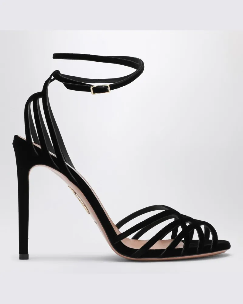 Aquazzura Wild Dream 105 schwarze Samt Sandalen Schwarz