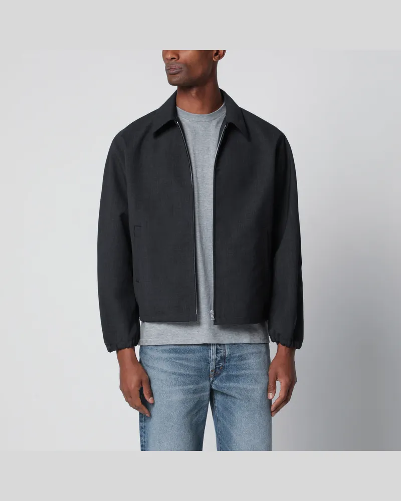 AURALEE Anthrazitgraue Woll-Blousonjacke mit Reißverschluss Grey