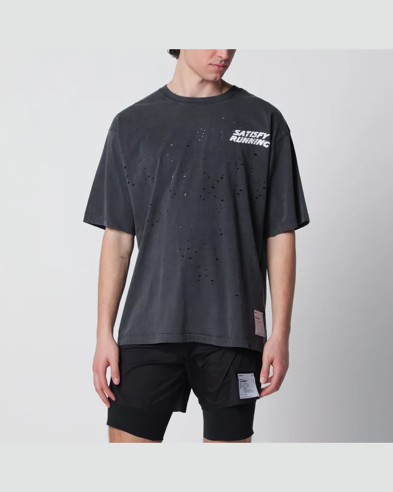 Satisfy MothTech Aged Black T-Shirt mit Löchern Black