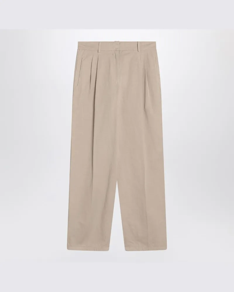 The Row Lilas leichte khakifarbene Hose aus Baumwolle und Leinen Grün