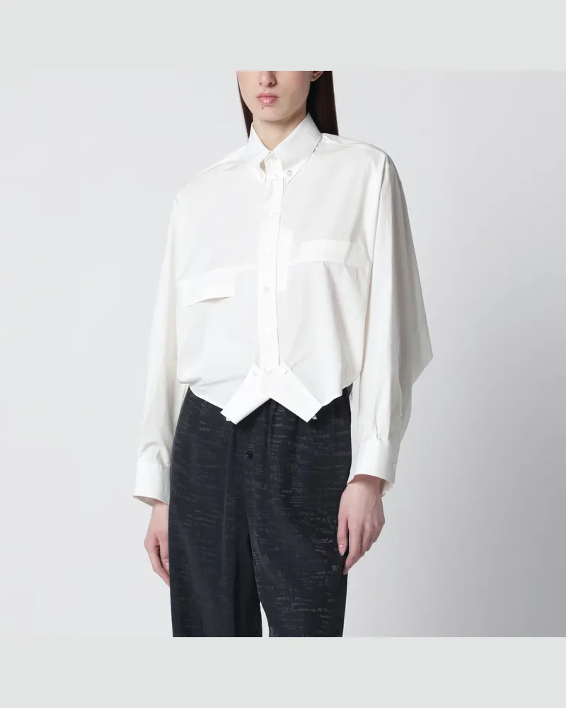 Maison Margiela Weißes Baumwollhemd mit Spiegeleffekt White