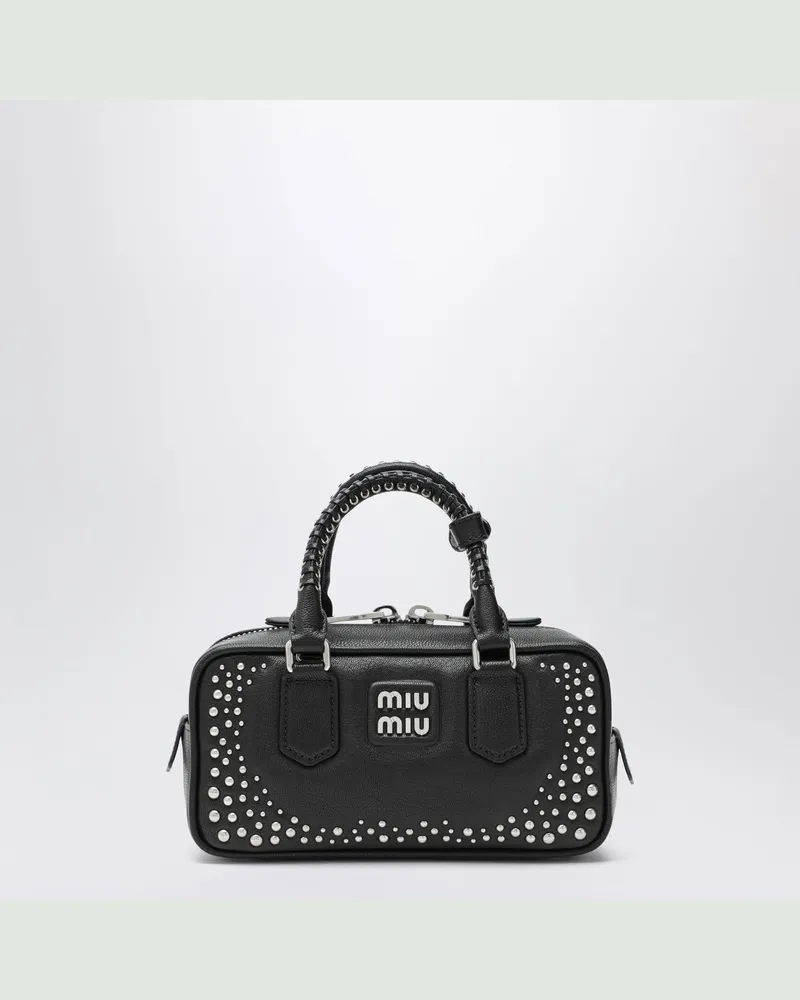 Miu Miu Arcadie schwarze Ledertasche mit Nieten Black