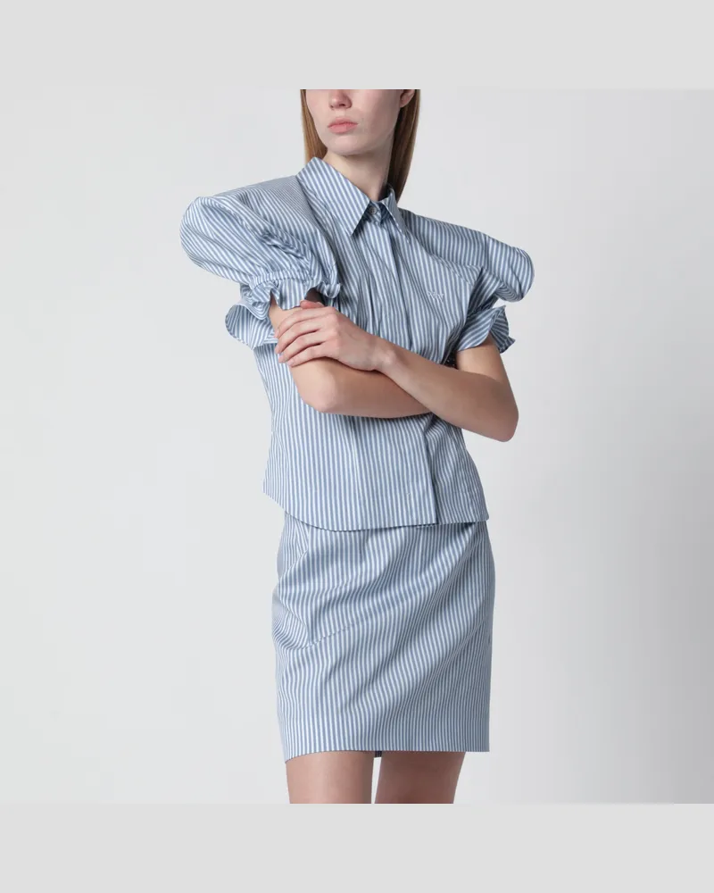 Vivienne Westwood Weiß/hellblau gestreiftes Hemd mit breiten Schultern Blue