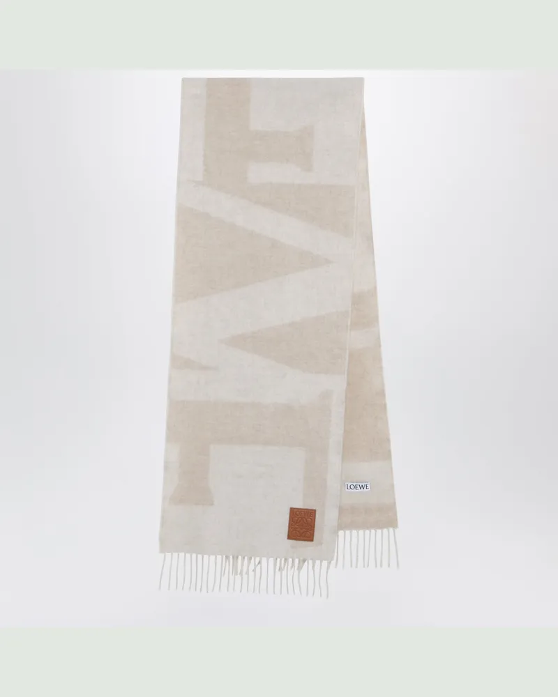 Loewe Zweifarbiger Jacquard-Schal aus Kaschmir in Beige Beige