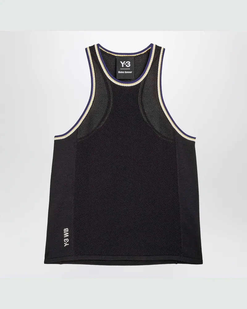 adidas Schwarzes Tanktop aus Baumwollmischstrick Black