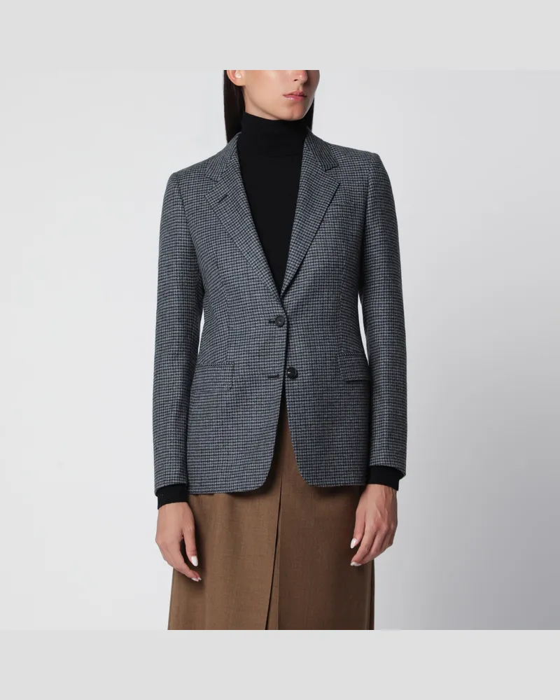 Tagliatore Einreihige Jacke in Anthrazitgrau mit Hahnentrittmuster aus Wollmischung Grey