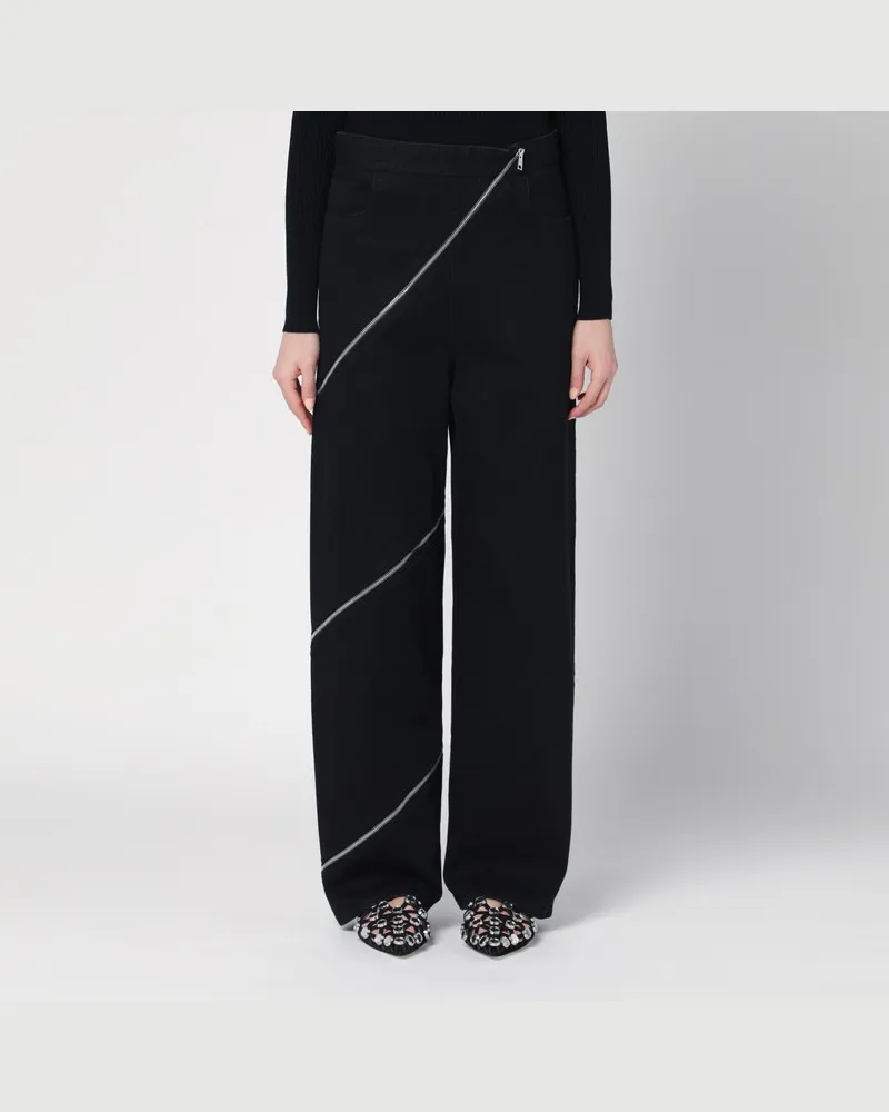 Alaïa Schwarze Jeans mit Spiral-Reißverschluss Schwarz