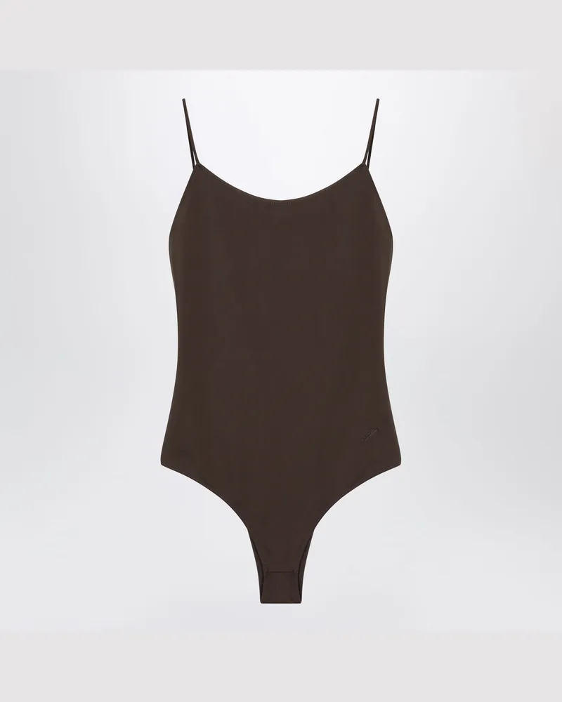 Jacquemus Brauner Cabana Badeanzug mit Rüschen Brown