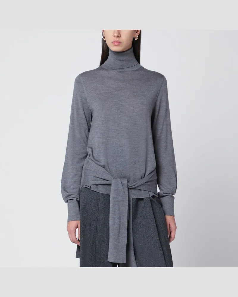 Totême Grauer Rollkragenpullover mit Doppelmanschette Grau