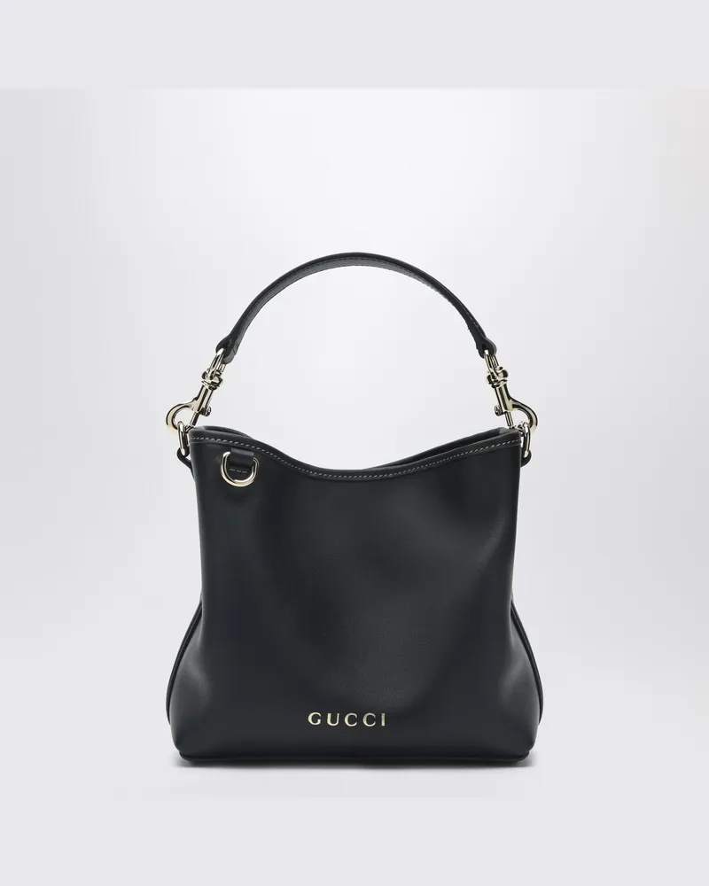 Gucci Mini GG Emblem Eimer Tasche schwarz Schwarz