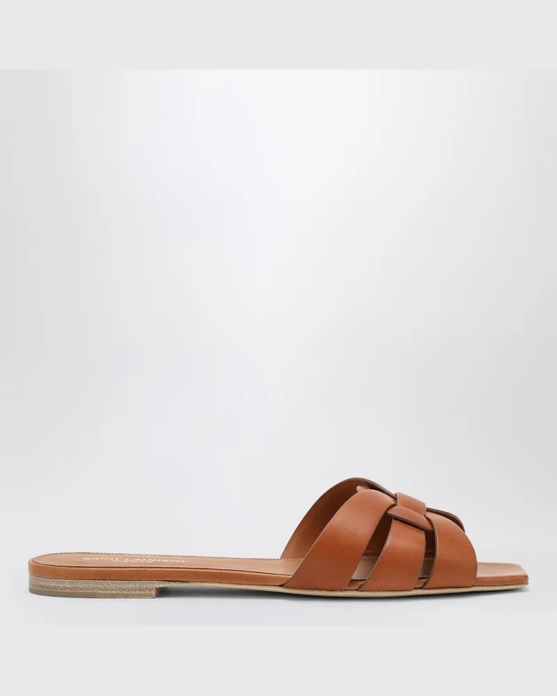 Saint Laurent Braune Sandale Tribute Braun