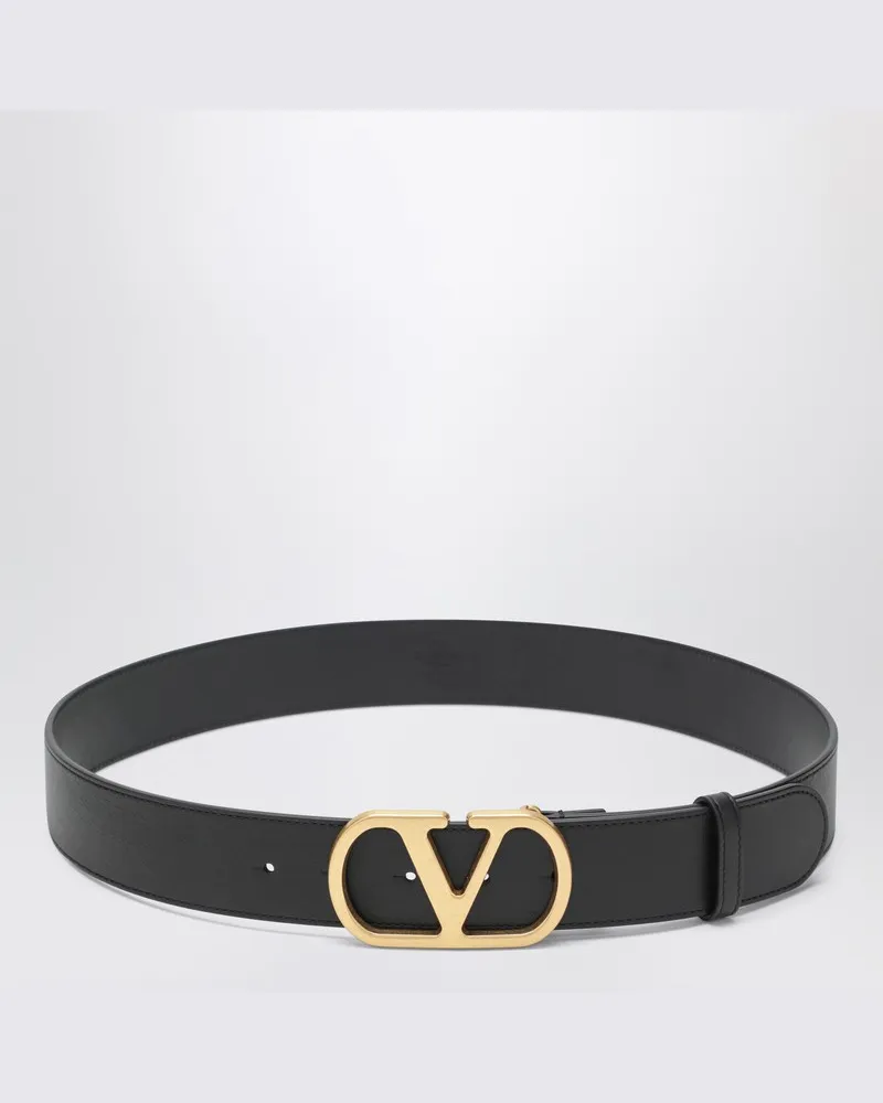 Valentino Garavani Ledergürtel VLogo schwarz/gold Schwarz