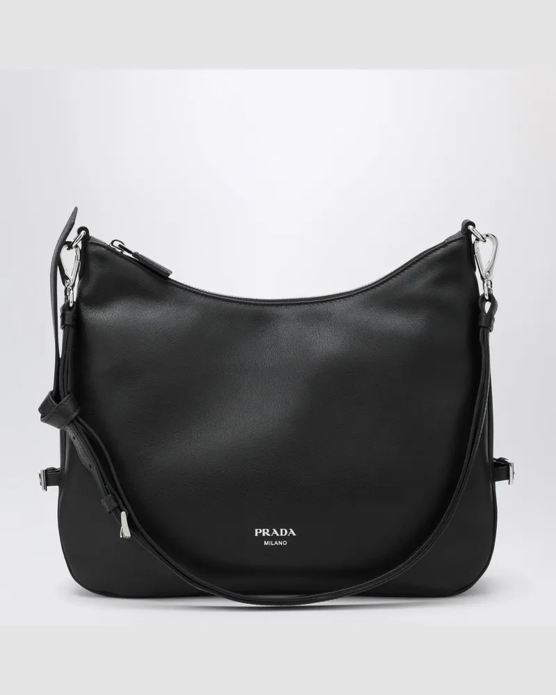 Prada Fold Large Tasche aus schwarzem Leder Black