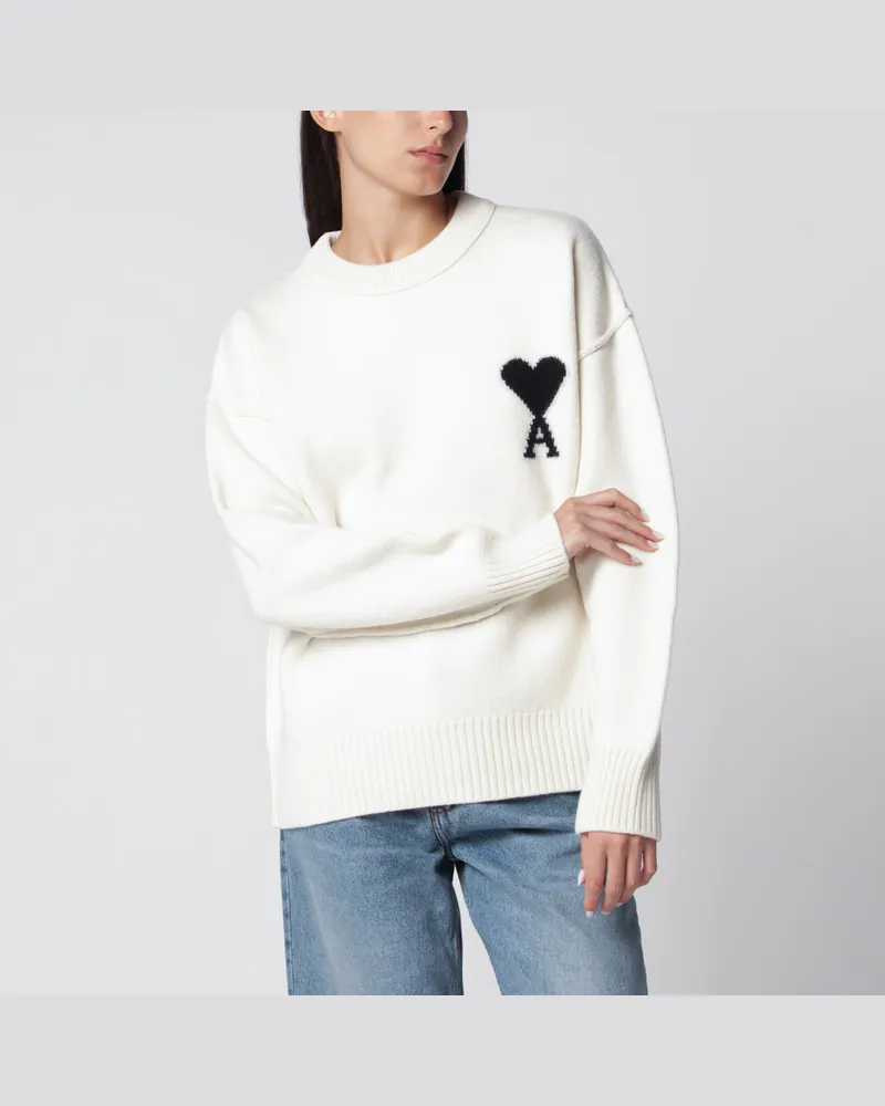 AMI Paris Ami de Coeur Pullover aus weißer Schurwolle White