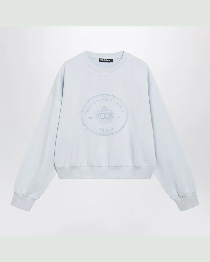 Dolce & Gabbana Sweatshirt mit Doppelstickerei aus Baumwolle, hellblau Light