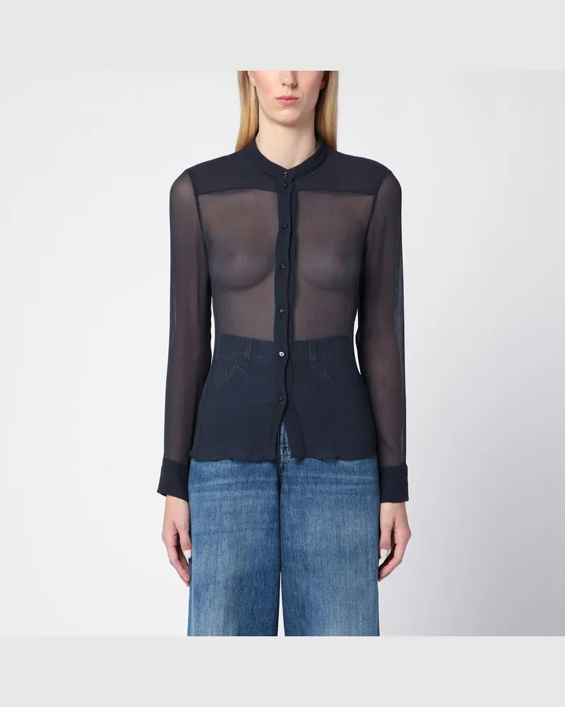 Chloé Blaue transparente Bluse aus Seide Blau