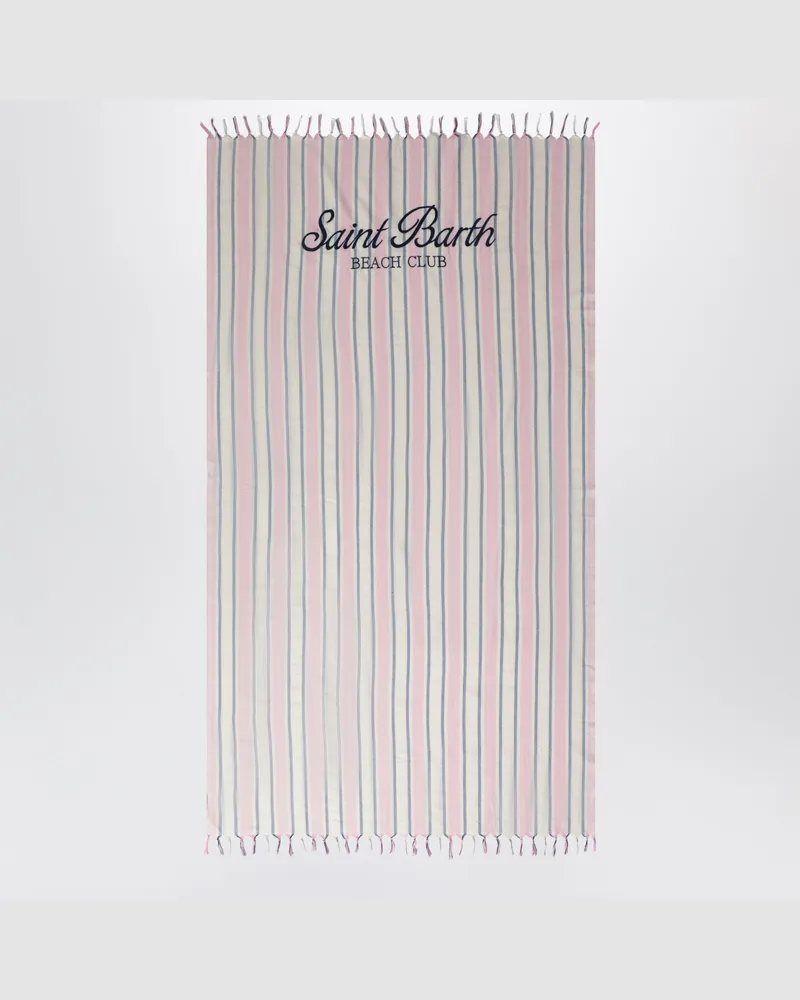MC2 Saint Barth Gestreiftes Strandtuch mit Logo-Stickerei Pink
