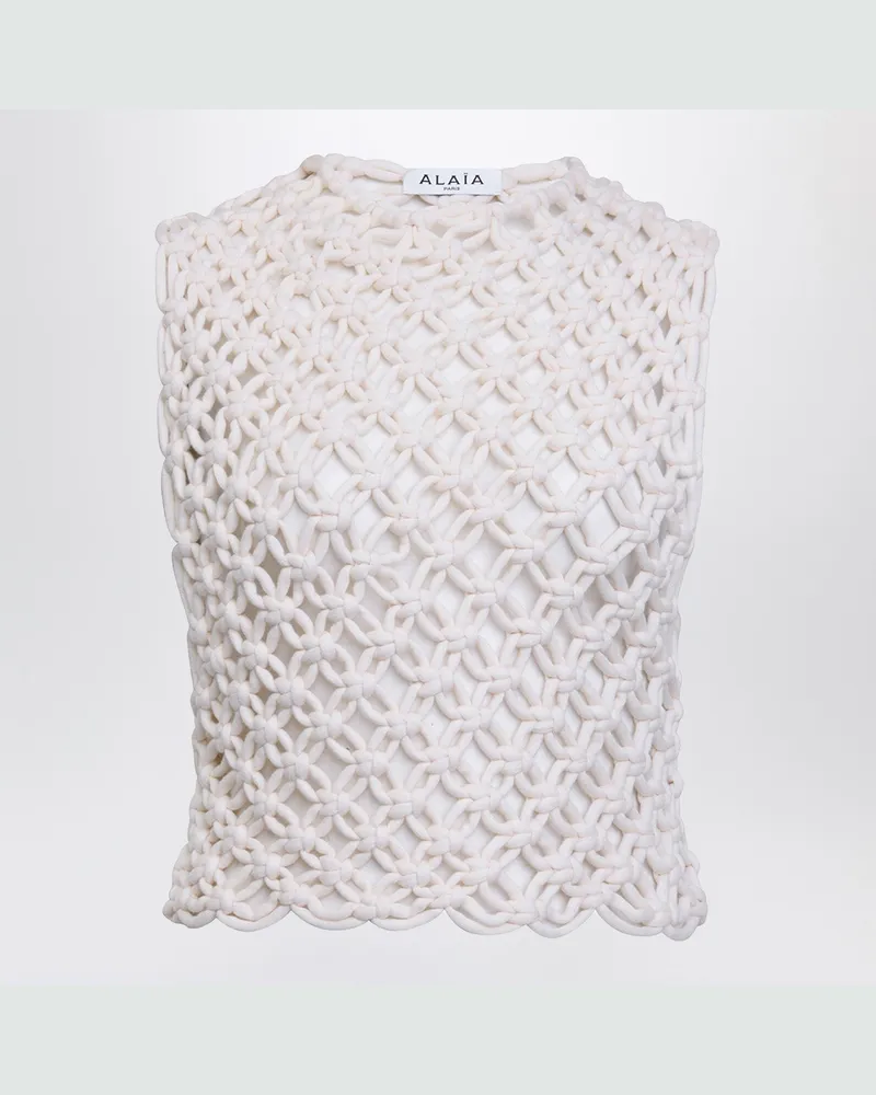 Alaïa Weiße ärmellose Knotentop 