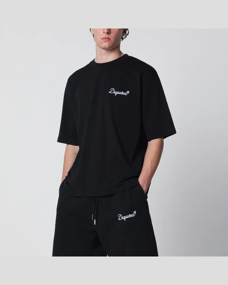 Dsquared2 Schwarzes Loose-Fit T-Shirt mit Logo Black