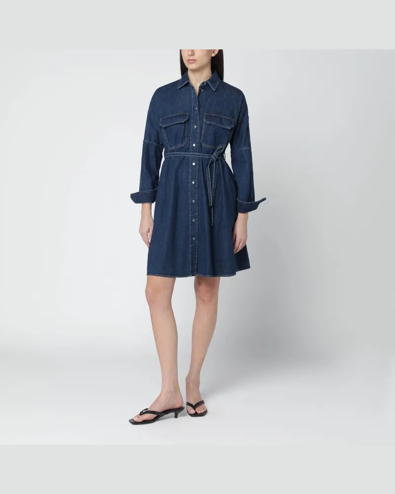 Max Mara Blaues Denim-Hemdkleid Blau