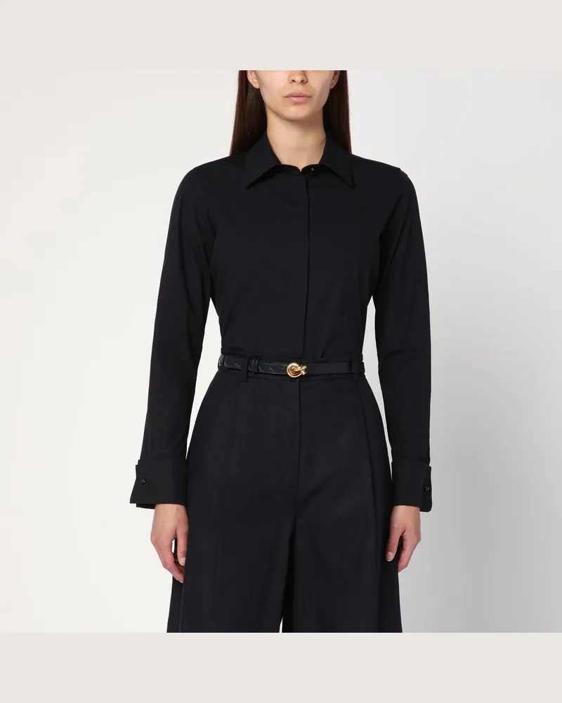 Max Mara Schwarzes Baumwollhemd mit Logo Schwarz