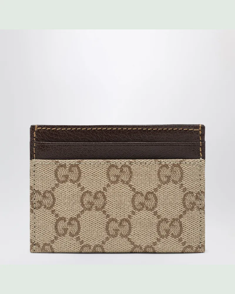 Gucci Essence Classic Kartenetui aus braunem GG-Canvas Beige