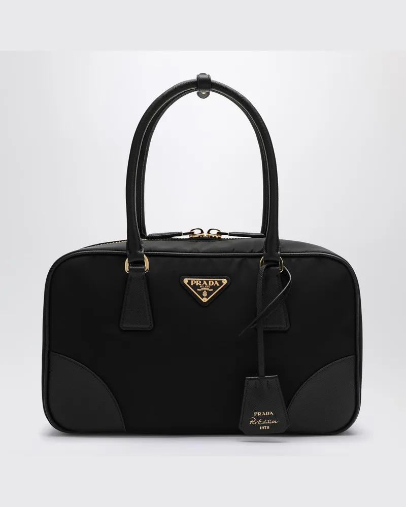 Prada Mittleres schwarzes Re-Edition 1978 Re-Nylon und Saffiano Topcase Schwarz