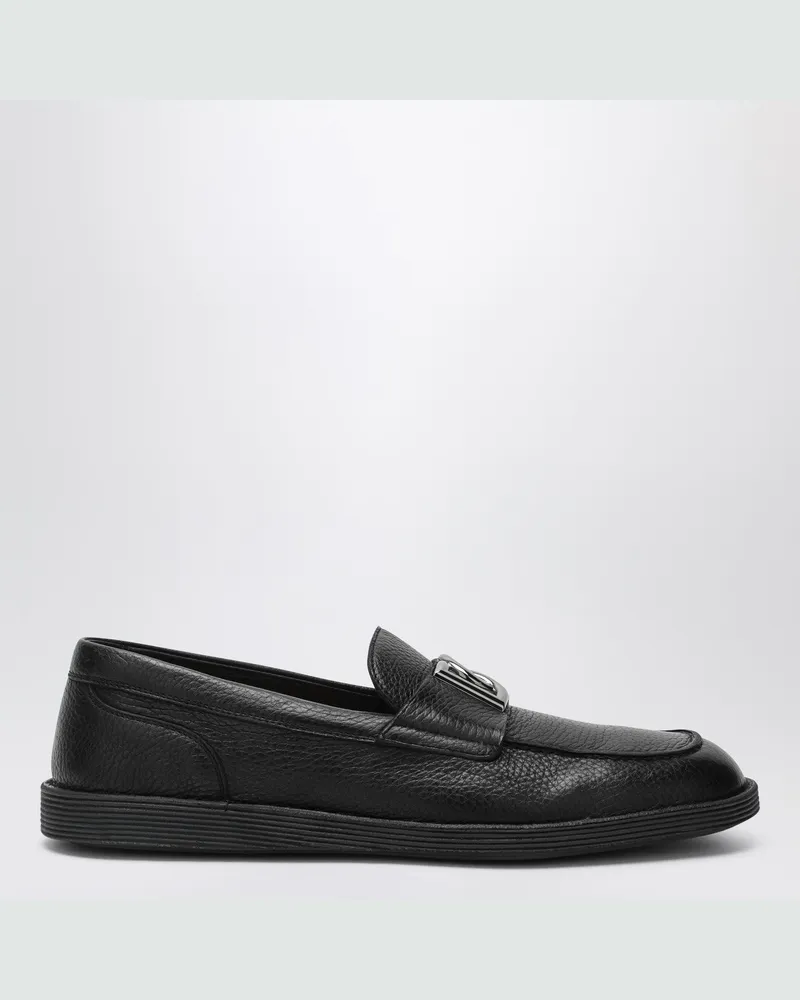 Dolce & Gabbana Schwarze Leder Loafer mit DG-Logo Black