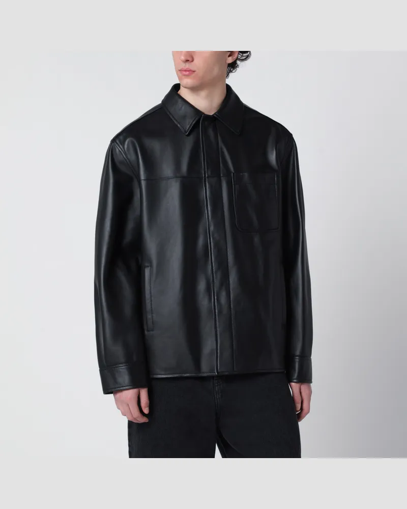 Loewe Schwarzes Overshirt aus Leder Black