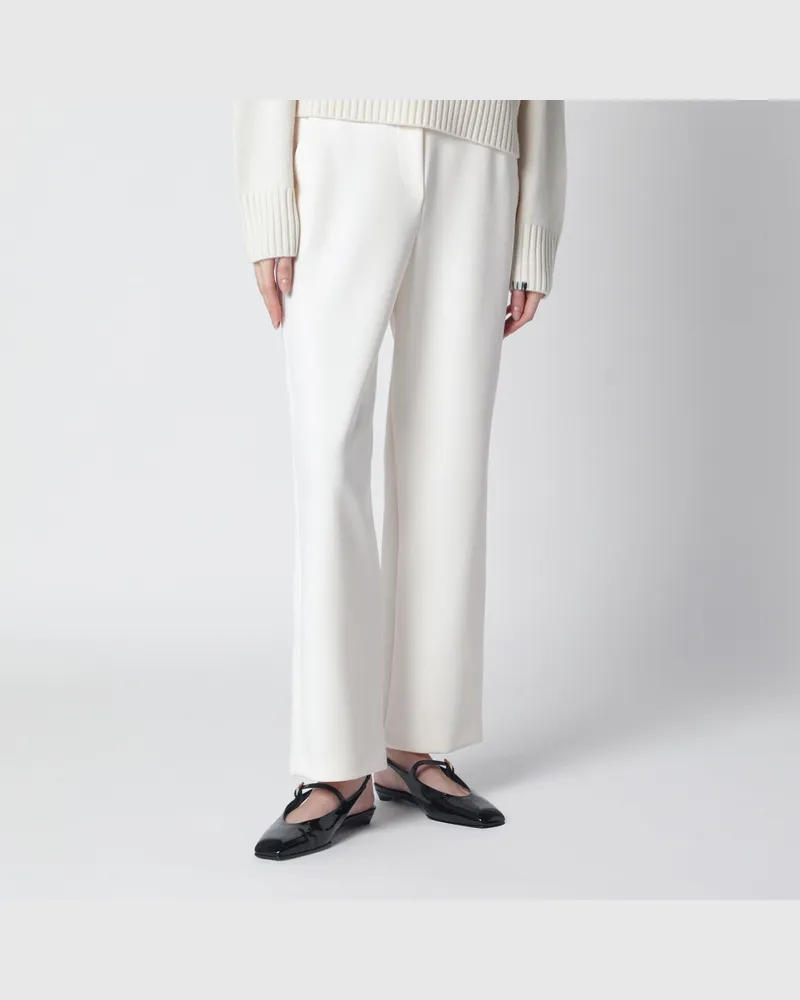 Max Mara Elfenbeinfarbene Hose mit geradem Bein Beige