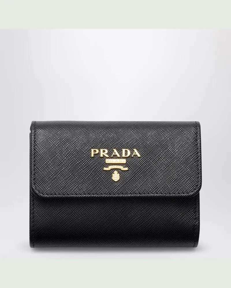 Prada Kleine Geldbörse aus schwarzem Saffiano-Leder Black
