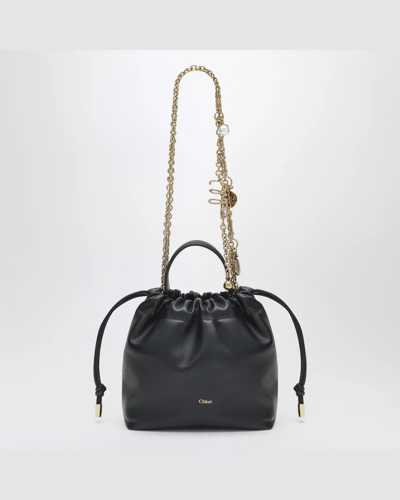 Chloé Schwarze Mini-Umhängetasche mit Kette Black