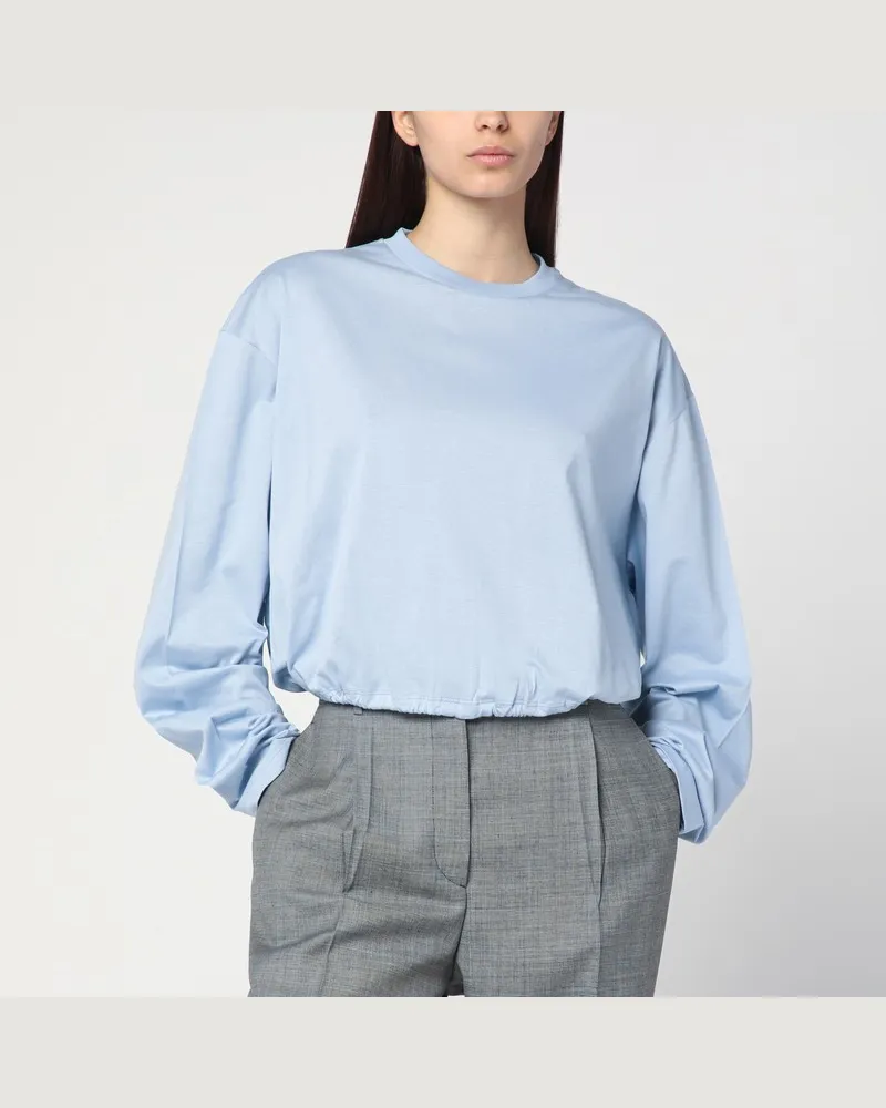 Prada Hellblauer Pullover mit elastischem Saum Hellblau