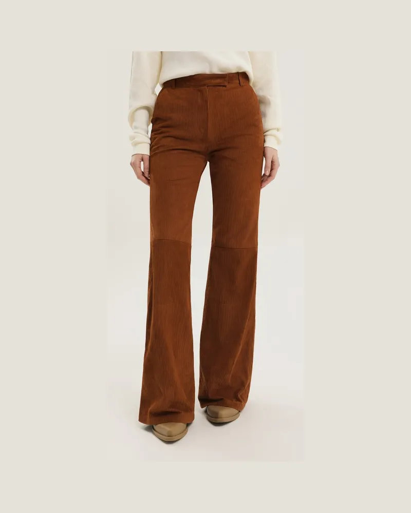 1989 STUDIO Corduroy ausgestellte Lederhosen Braun