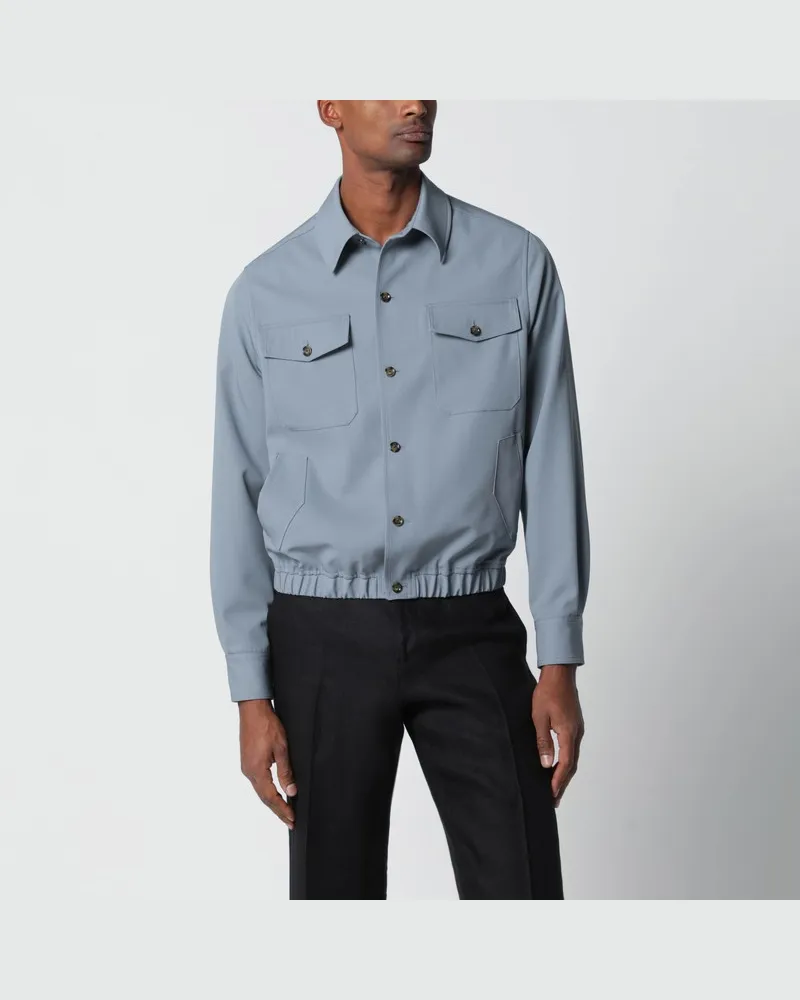 LARDINI Graue Hemdjacke aus Wolle Grau